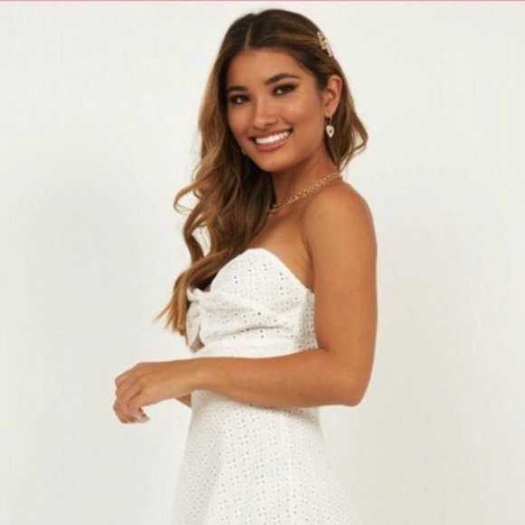 white strapless sundress